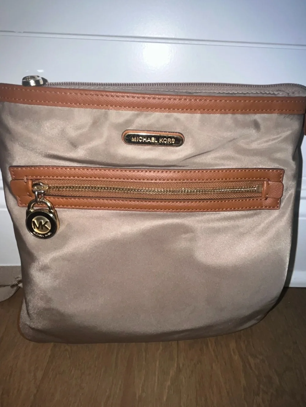 Michael Kors Kempton Nylon Crossbody Bag Beige & Brown